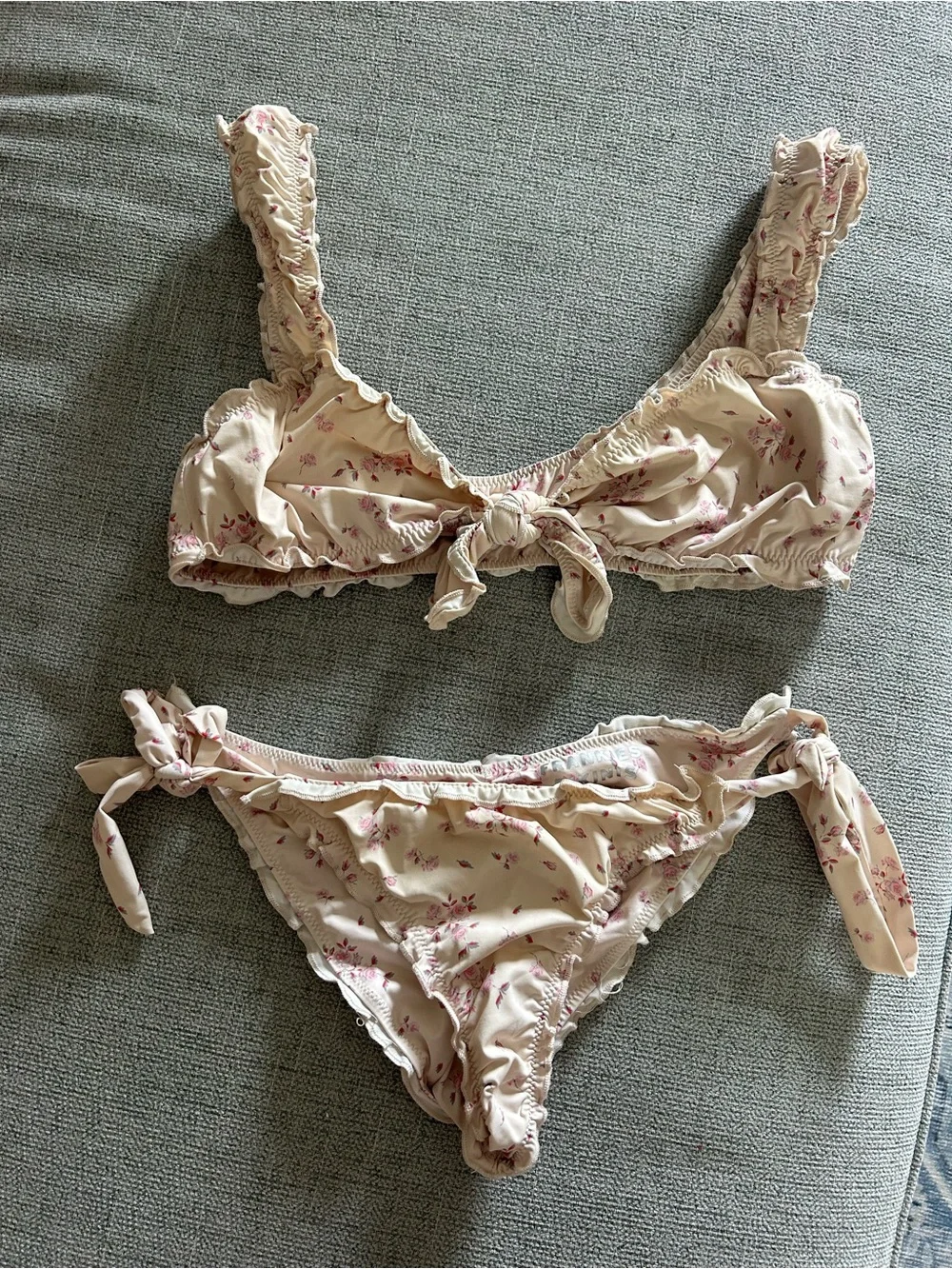 Frankie's Bikinis Light Pink Floral Tie-Front Bikini